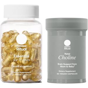 imageRitual MomtoBaby Set with Prenatal Vitamins and Natal Choline Supplements Supports Pregnancy Babys Cognitive Function Fetal Brain Development 30 Day Supply
