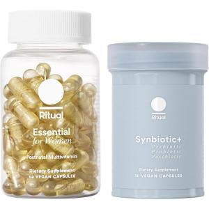 imageRitual Postnatal Multivitamin and Gut Duo Supplements with Postnatal Vitamins and Synbiotic 3in1 Probiotic Prebiotic Postbiotic Supports Lactation and Gut Health 30 Day Supply